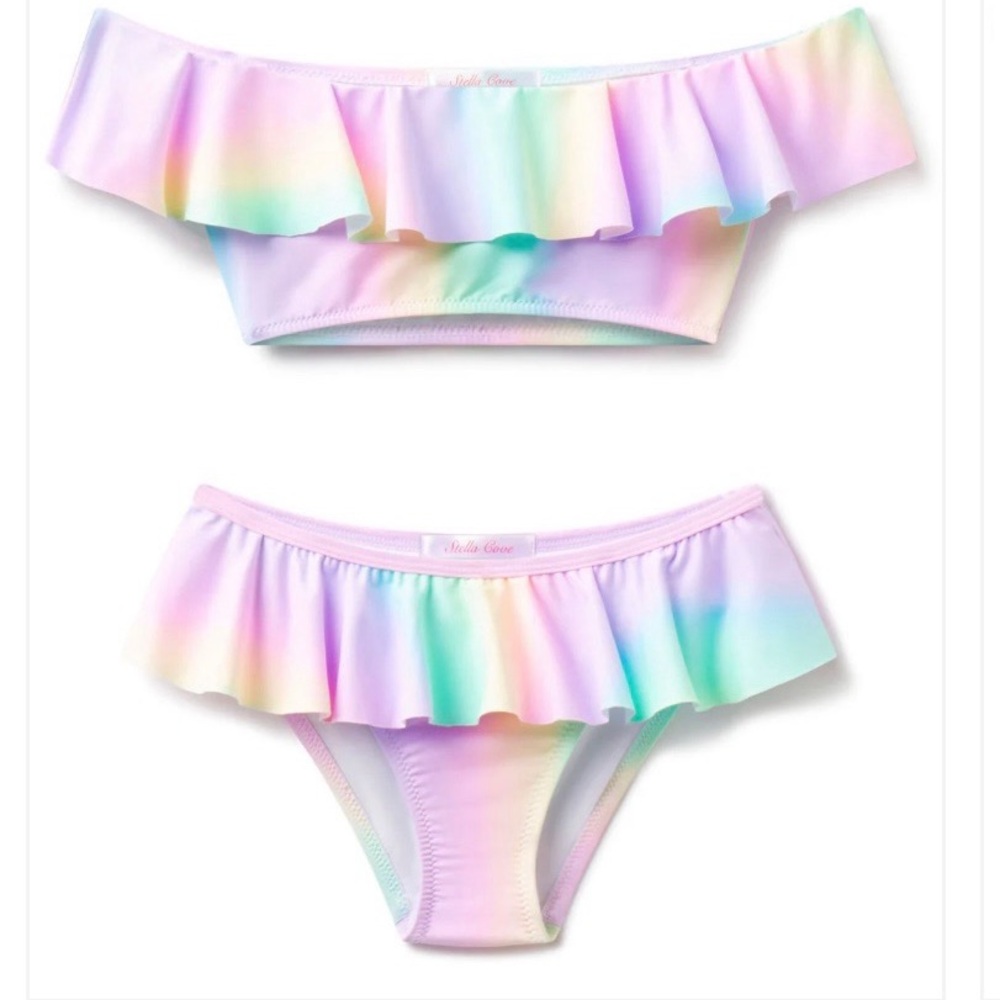 NWT Stella Cove Rainbow Ruffle Bikini Sz 12
